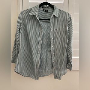 pinstripe button down top